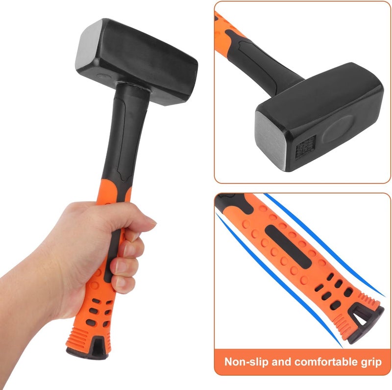 GENHAKON 2 Packs 3.3lb Sledgehammer with 9 Inch long Fiberglass Handle, Sledge Hammer, No-Slip Rubber Grip, and Forged Steel Construction,(3.3-Pound Sledge), by - Image 3